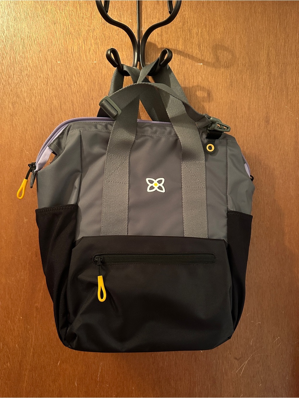 Sherpani Gray and Black Tote with Yellow Accents